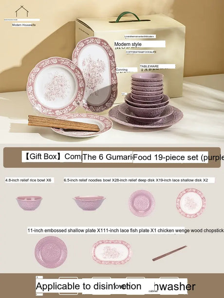 MH Keiko Elegant Ceramic Dining Set Birthday Gift Box from MH