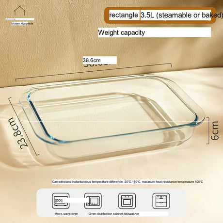 MH Anastasia Elegant Glass Baking Plate - Microwave Safe Seafood Tray from MH