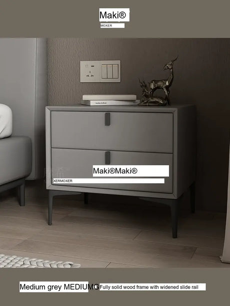 MOXER Lysandra Elegant Leather & Wood Minimalist Bedside Cabinet from MOXER