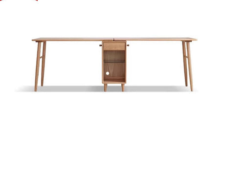 GENJI Amara Sleek Solid Wood Double Desk Bookcase from GENJI