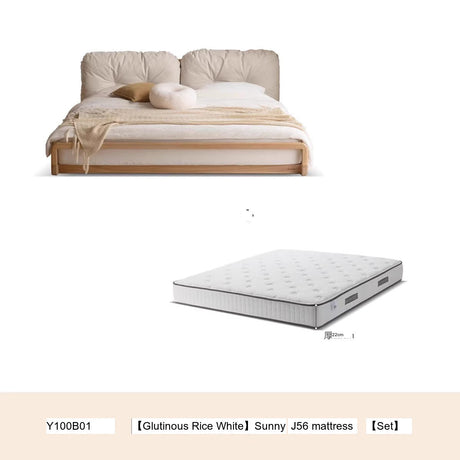 GENJI Harukaze Elegant Cream Solid Wood Double Bed from GENJI