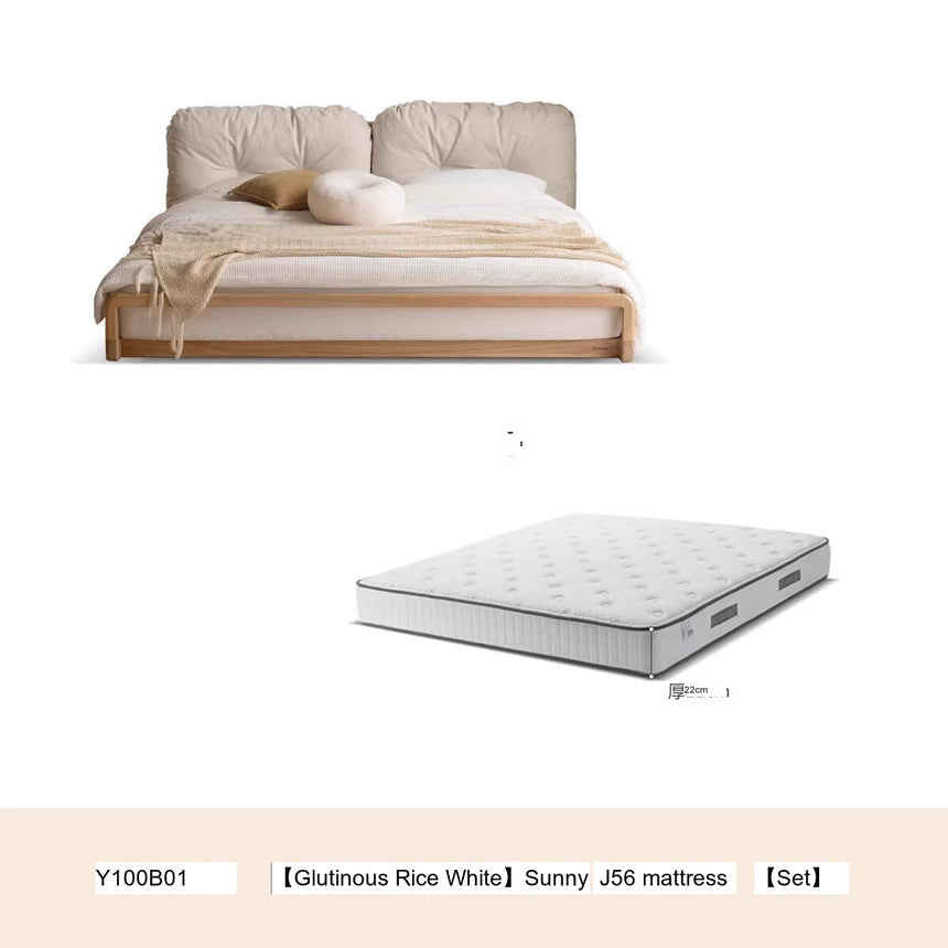 GENJI Harukaze Elegant Cream Solid Wood Double Bed from GENJI