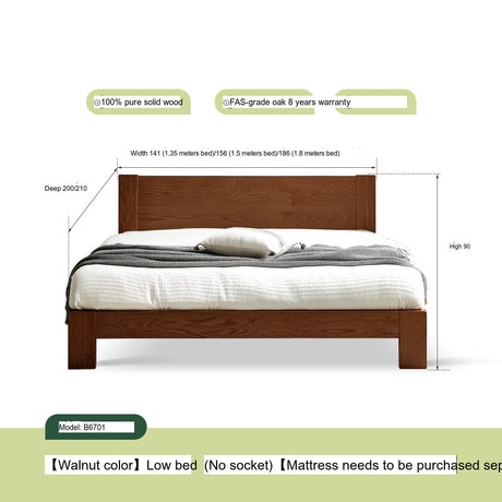 GENJI Isamu Solid Wood Modern Minimalist Oak Single Bed from GENJI