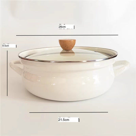 SUCO Harukaze Elegant White Enamel Double-Eared Soup Pot from SUCO
