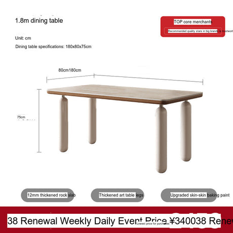 QUANMU Lysander Elegant Cream Rectangular Dining Table from QUANMU