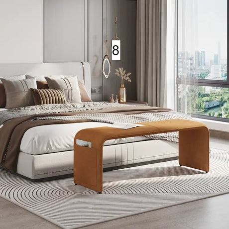 GANGETIC AGE Valdemar Sleek Luxury Saddle Leather Bedroom Bench from GANGETIC AGE