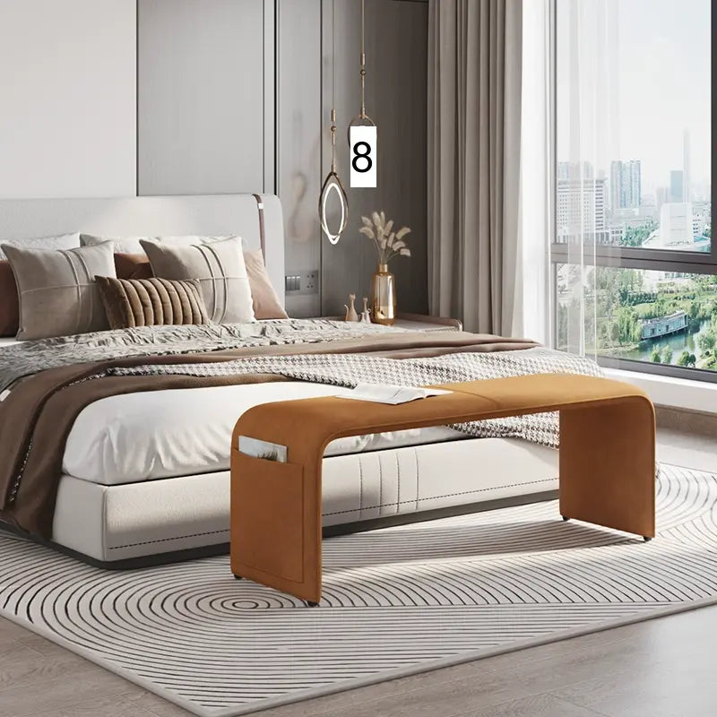 GANGETIC AGE Valdemar Sleek Luxury Saddle Leather Bedroom Bench from GANGETIC AGE