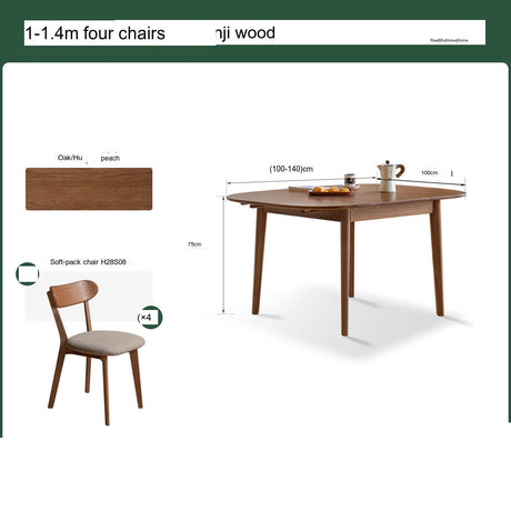 GENJI Haruki Rustic Space-Saving Oak Dining Table from GENJI