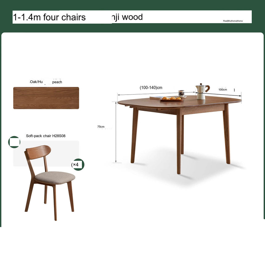 GENJI Haruki Rustic Space-Saving Oak Dining Table from GENJI