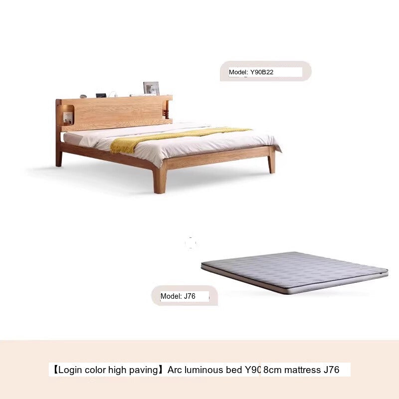 GENJI Miyamoto Solid Wood Nordic Double Bed - Luminous Oak Design from GENJI