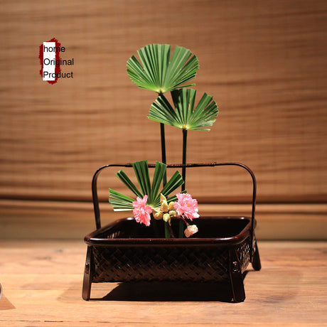 PAULOWNIA Haruki Elegant Handmade Bamboo Flower Basket from PAULOWNIA