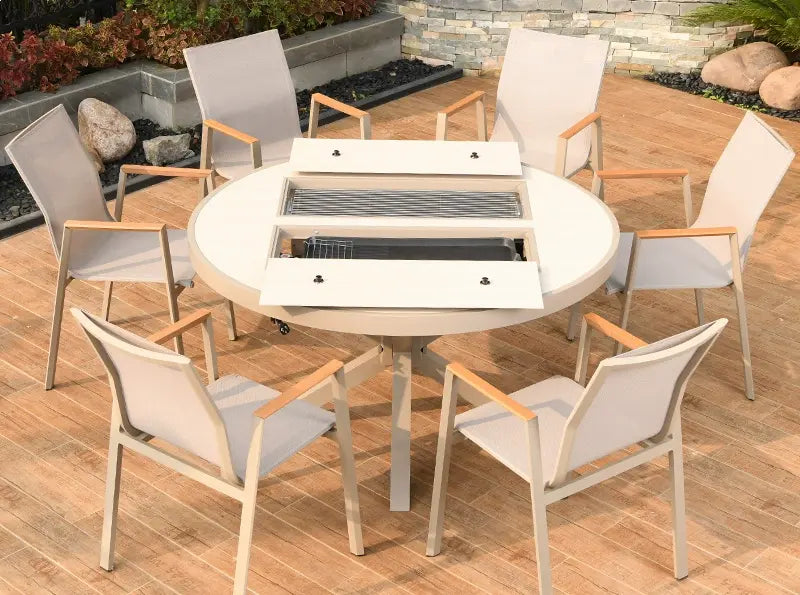 MOJIA Corvus Round Outdoor Barbecue Table with Smokeless Grill from MOJIA