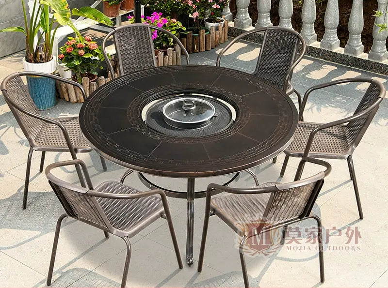 MOJIA Fenwick Luxury Outdoor BBQ & Hot Pot Table with Minimalist Design from MOJIA