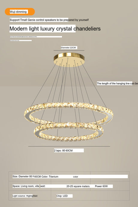 YDZM Marisol Elegant Crystal Country House Ceiling Lamp from YDZM