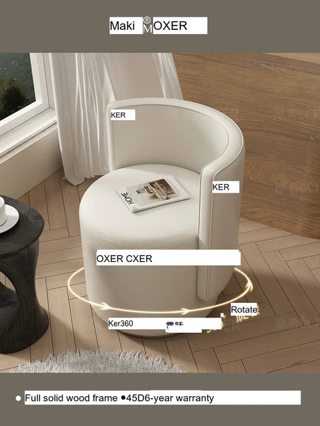 MOXER Sienna High-Grade Leather Solid Wood Makeup Stool from MOXER