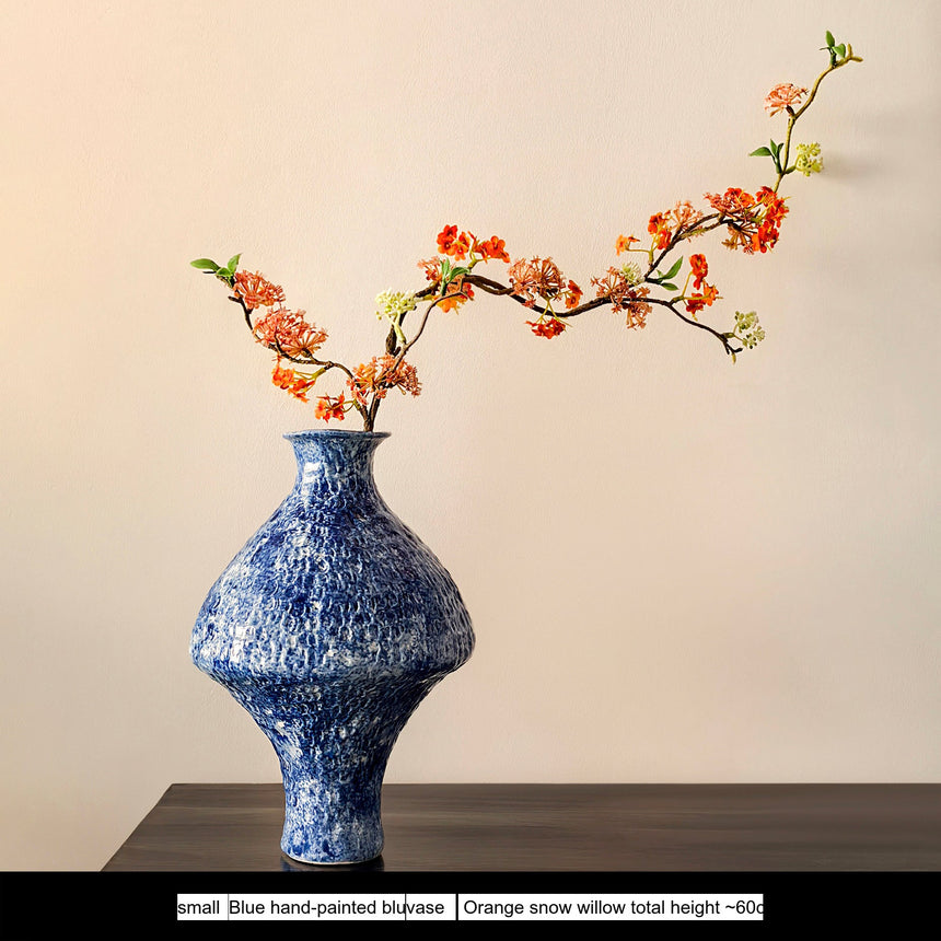 LIVETAI Isadora Bohemian Hand-Painted Blue & White Porcelain Vase from LIVETAI