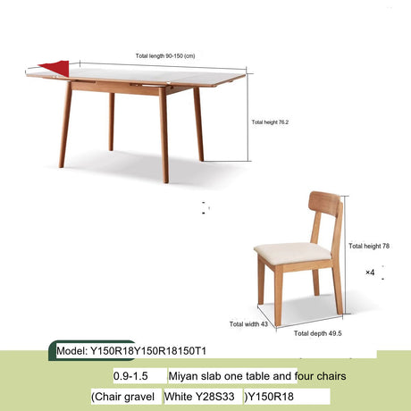 GENJI Isadora Solid Wood Retractable Dining Table from GENJI