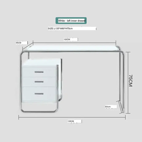 ABOUT WHITE Isadora Minimalist Steel Modern Office Desk from ABOUT WHITE