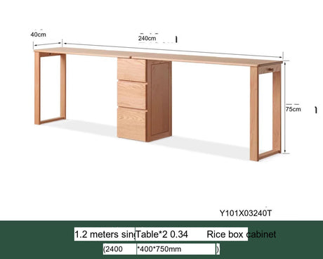 GENJI Kairos Solid Oak Double Computer Desk with Drawer from GENJI