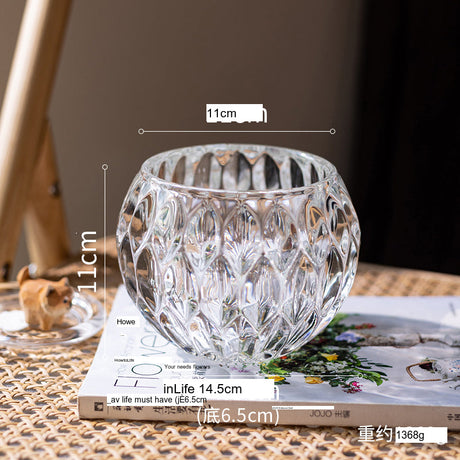 JUHAN Candelaria Glossy Transparent Round Flower Pot - Elegant Living Room Decoration from JUHAN