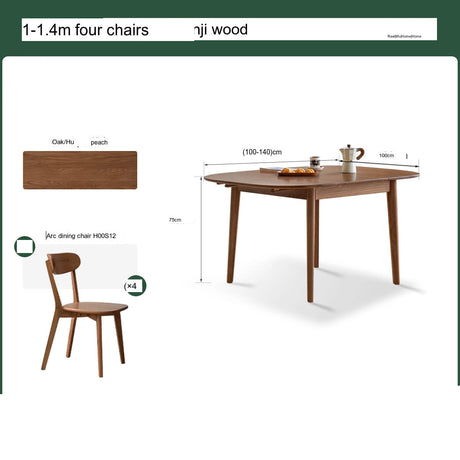 GENJI Haruki Rustic Space-Saving Oak Dining Table from GENJI