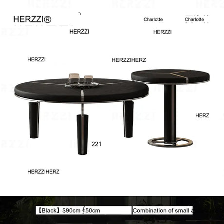 HERZZI Marcellus Elegant Composite Black Coffee Table Set from HERZZI