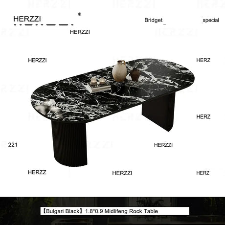 HERZZI Alaric Rustic Elegant Black Oval Dining Set from HERZZI