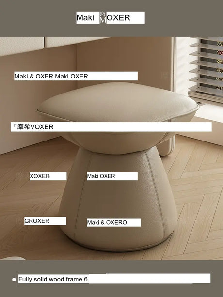 MOXER Santiago Retro Cream Leather Rotatable Stool from MOXER