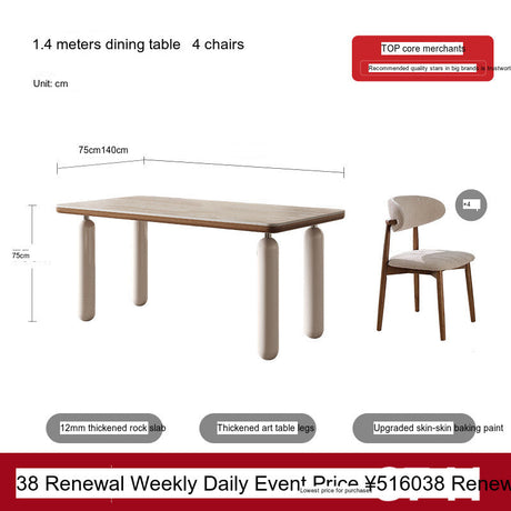 QUANMU Lysander Elegant Cream Rectangular Dining Table from QUANMU