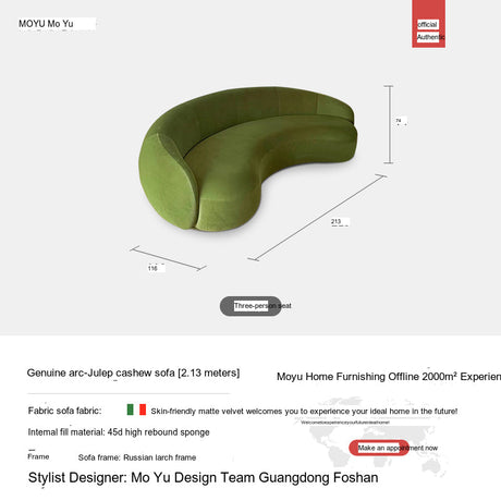 MOYU Santiago Elegant Curved Minimalist Sofa from MOYU