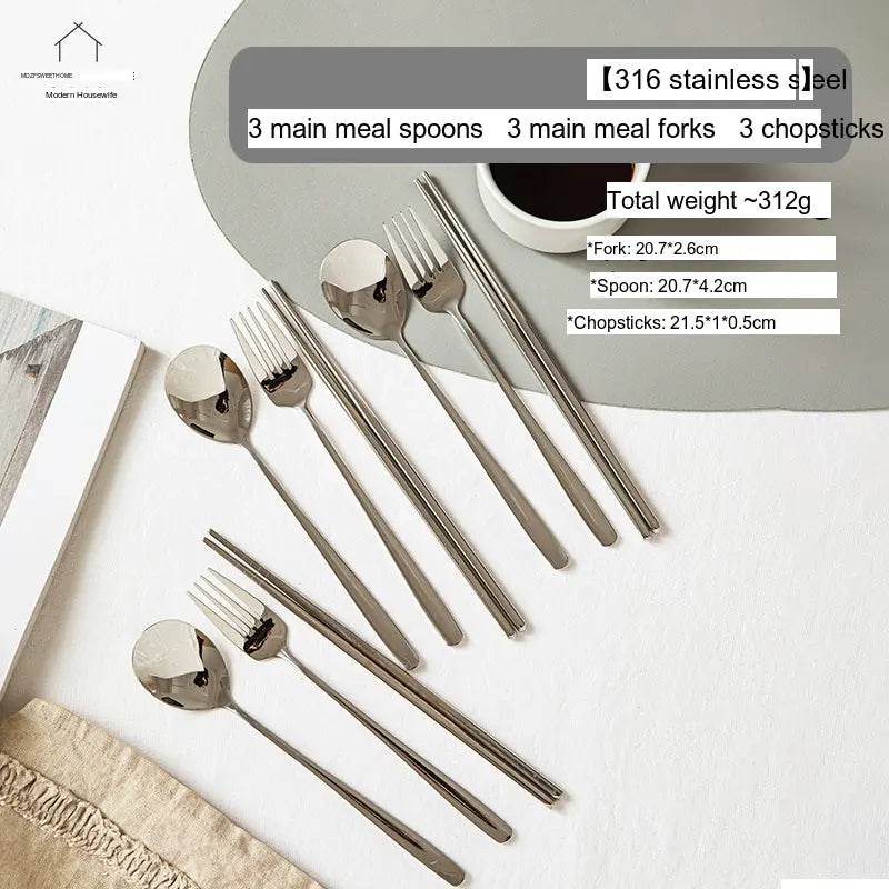 MH Aisling Premium Stainless Steel Chopstick & Fork Set for Home Use from MH