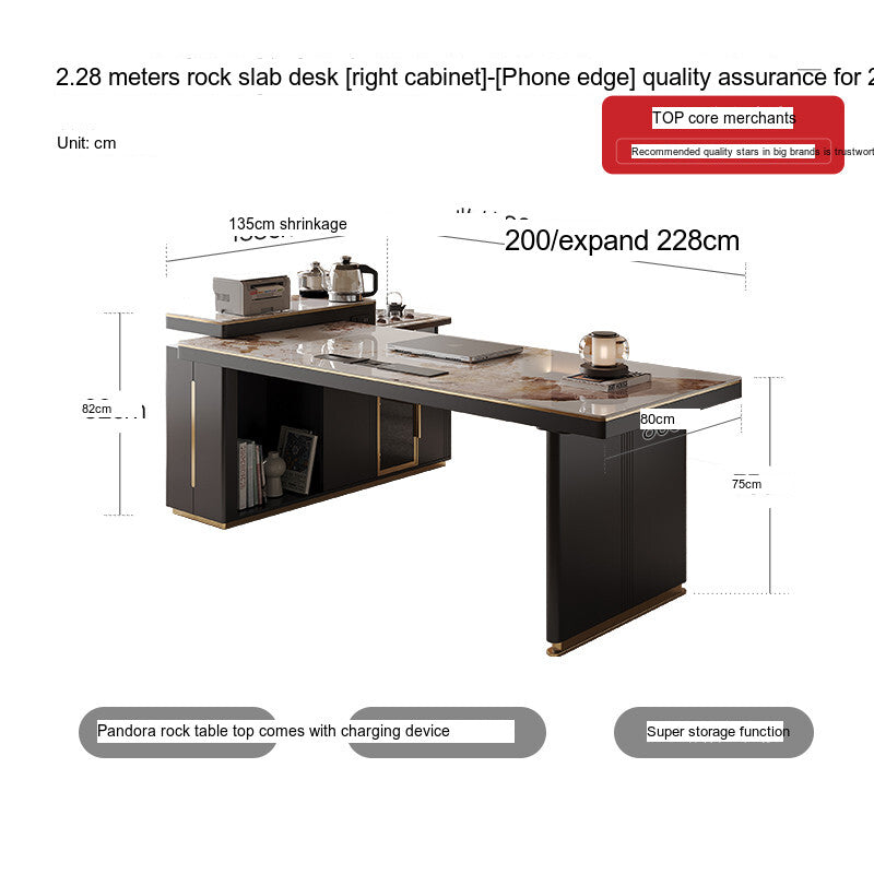 QUANMU Elowen Elegant Minimalist Rockboard Desk Table from QUANMU