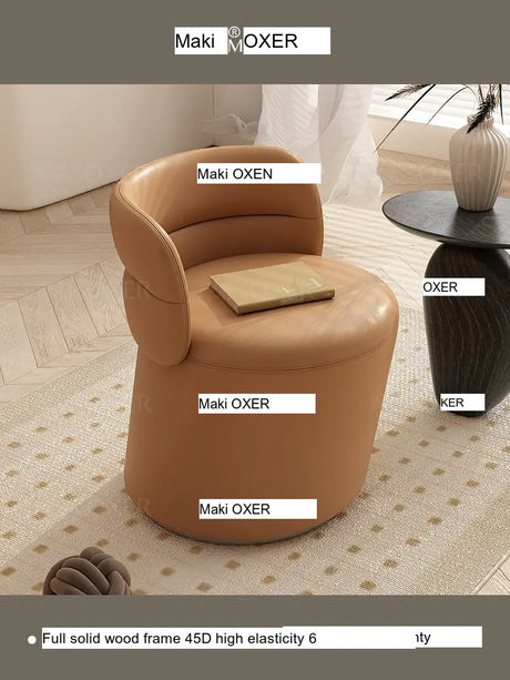 MOXER Takamori Exquisite Leather Solid Wood Makeup Stool from MOXER