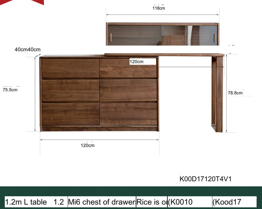 GENJI Isolde Elegant Solid Wood Retractable Dressing Table from GENJI