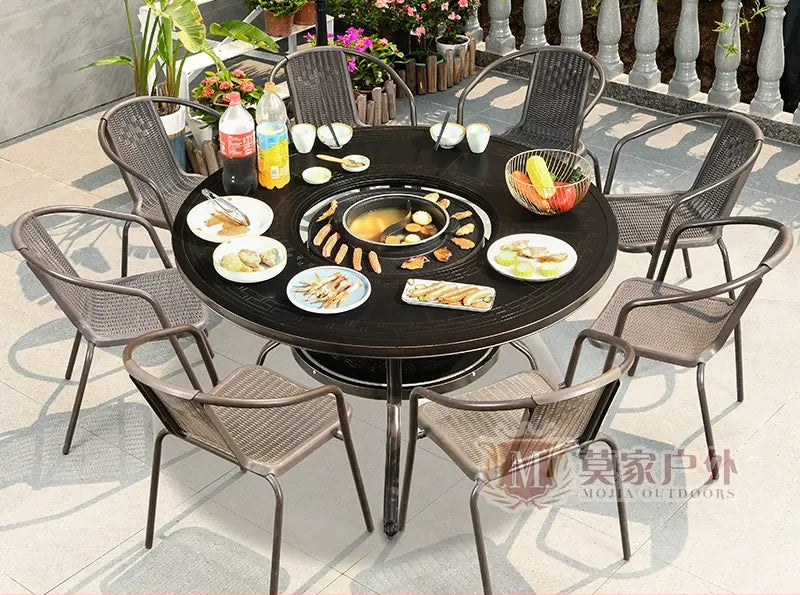 MOJIA Fenwick Luxury Outdoor BBQ & Hot Pot Table with Minimalist Design from MOJIA