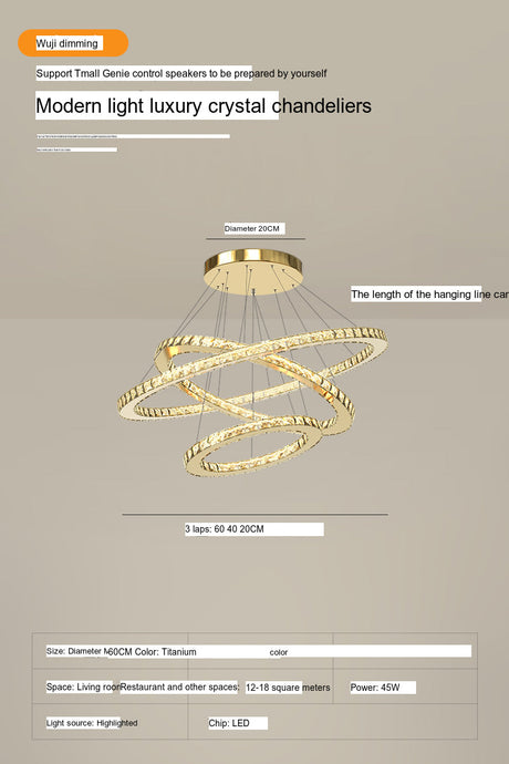 YDZM Marisol Elegant Crystal Country House Ceiling Lamp from YDZM