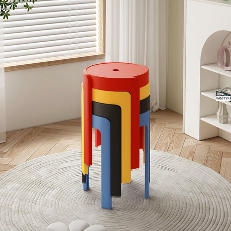 A&D Leonardo Stackable Thick Circular Modern Plastic Stool from A&D