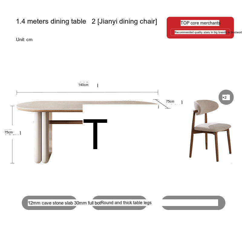 QUANMU Selah Elegant Cream Oval Dining Table from QUANMU