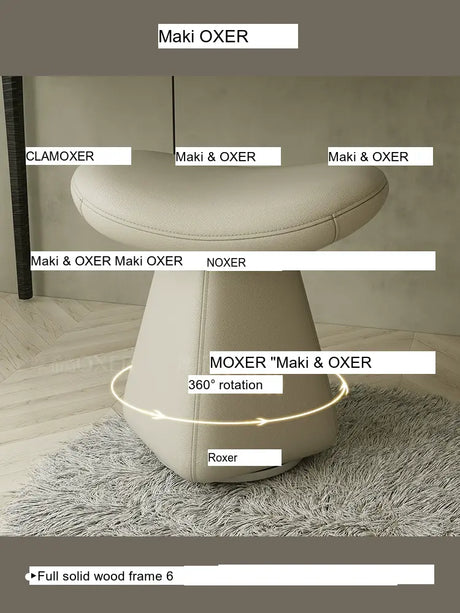 MOXER Iskandar Opulent Leather Upholstered Dressing Stool from MOXER