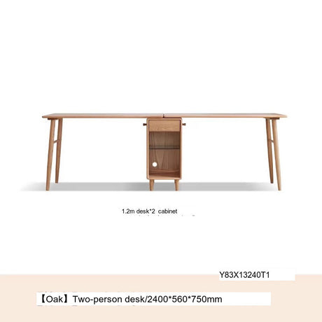 GENJI Amara Sleek Solid Wood Double Desk Bookcase from GENJI