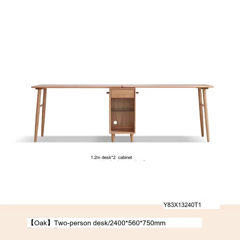 GENJI Amara Sleek Solid Wood Double Desk Bookcase from GENJI