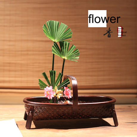 PAULOWNIA Haruki Elegant Handmade Bamboo Flower Basket from PAULOWNIA