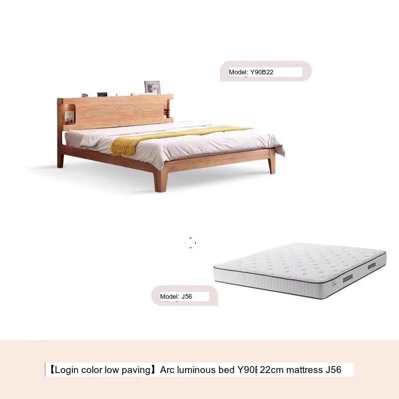 GENJI Miyamoto Solid Wood Nordic Double Bed - Luminous Oak Design from GENJI