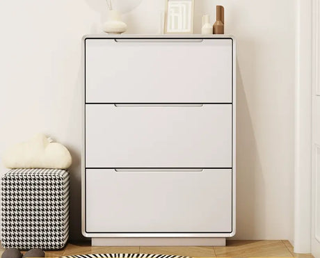 LINYUE Elara Minimalist Cream Flip Shoe Cabinet from LINYUE