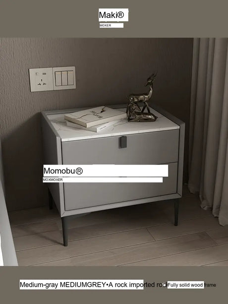 MOXER Lysandra Elegant Leather & Wood Minimalist Bedside Cabinet from MOXER