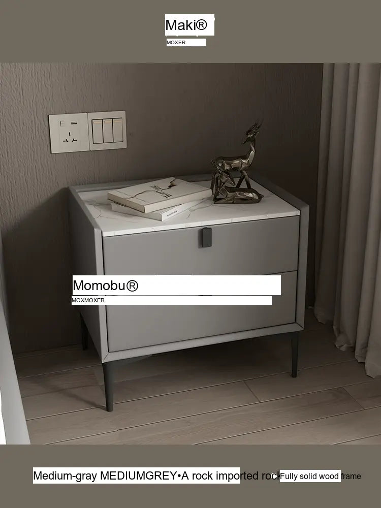 MOXER Lysandra Elegant Leather & Wood Minimalist Bedside Cabinet from MOXER