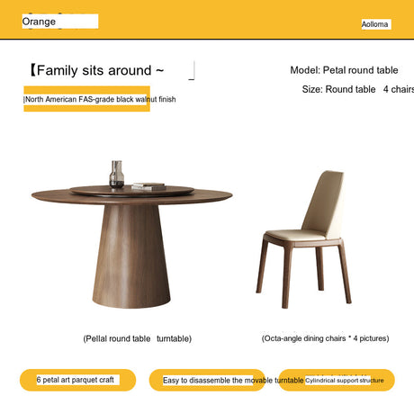 OROMA Seraphine Elegant Black Walnut Round Dining Set from OROMA