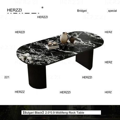 HERZZI Alaric Rustic Elegant Black Oval Dining Set from HERZZI