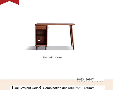 GENJI Amara Sleek Solid Wood Double Desk Bookcase from GENJI
