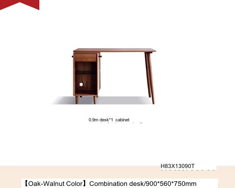 GENJI Amara Sleek Solid Wood Double Desk Bookcase from GENJI